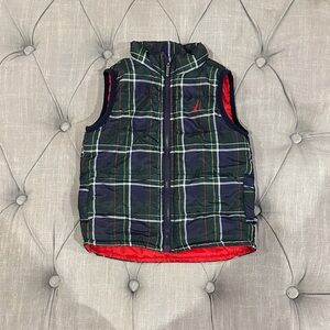 Nautica Plaid Vest with Red Interior